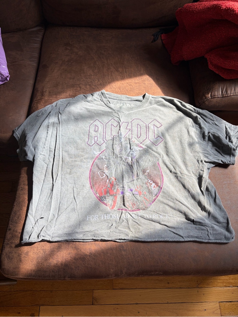 AC/DC Black Tee with Red and Purple Graphic
